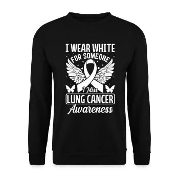 Je porte du blanc pour quelqu’un qui me manque Ruban blanc poumon - Sweat-shirt Unisexe - noir - Devant - Alina (178cm) & Michal (187cm)