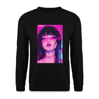 Anime Fille Vaporwave Glitchcore Pastel Goth - Sweat-shirt Unisexe - noir - Devant - Alina (178cm) & Michal (187cm)