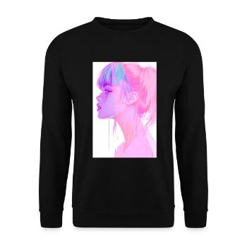 Anime Fille Vaporwave Glitchcore Pastel Goth - Sweat-shirt Unisexe - noir - Devant - Alina (178cm) & Michal (187cm)
