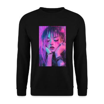 Anime Fille Vaporwave Glitchcore Pastel Goth - Sweat-shirt Unisexe - noir - Devant - Alina (178cm) & Michal (187cm)