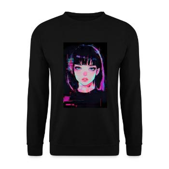Anime Fille Vaporwave Glitchcore Pastel Goth - Sweat-shirt Unisexe - noir - Devant - Alina (178cm) & Michal (187cm)