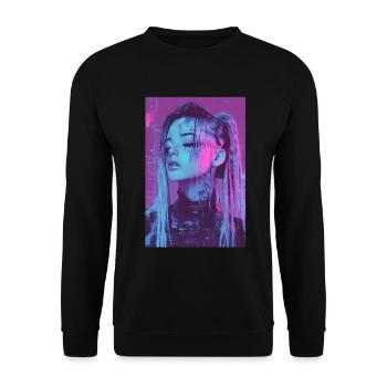 Anime Fille Vaporwave Glitchcore Pastel Goth - Sweat-shirt Unisexe - noir - Devant - Alina (178cm) & Michal (187cm)