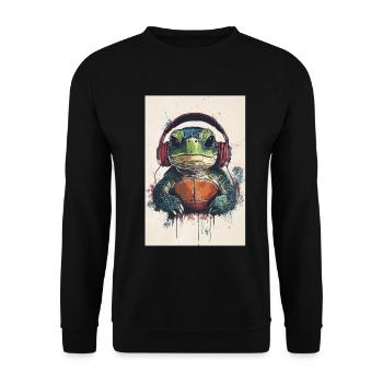 Turtle Headphones Casque Musique - Sweat-shirt Unisexe - noir - Devant - Alina (178cm) & Michal (187cm)