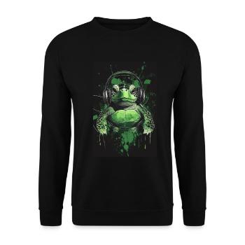 Turtle Headphones Headphones Music - Unisex Sweatshirt - black - Front - Alina (178cm) & Michal (187cm)