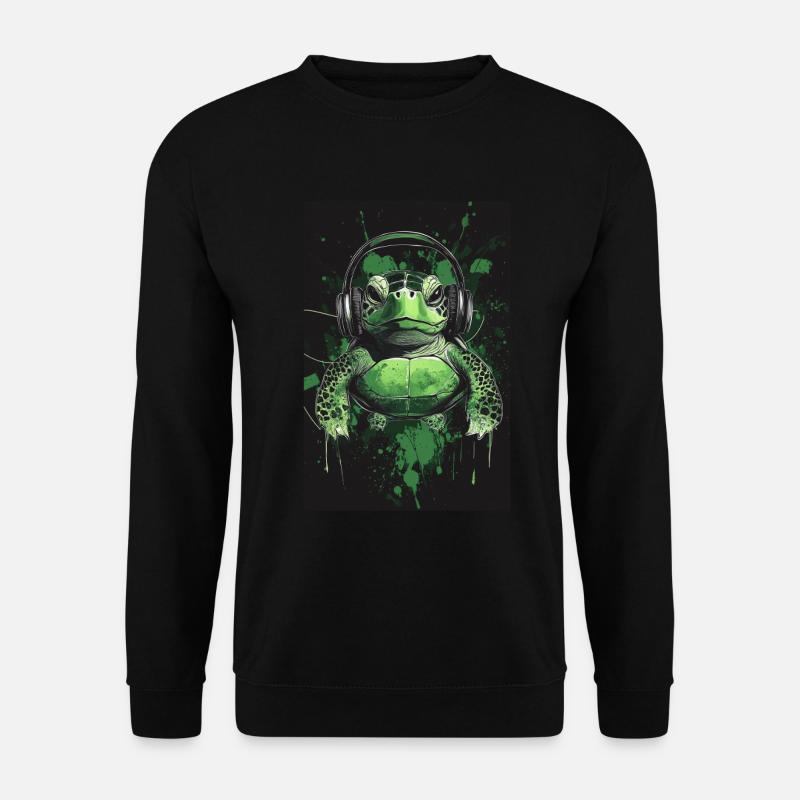 Schildkröte Headphones Kopfhörer Musik - Unisex Pullover - Schwarz