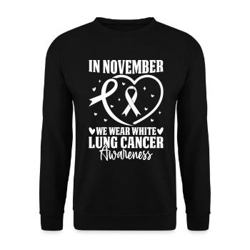 En novembre, nous portons un ruban blanc Cancer du poumon - Sweat-shirt Unisexe - noir - Devant - Alina (178cm) & Michal (187cm)