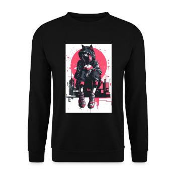Otaku Streetwear Japon Cyberpunk Techwear Anime - Sweat-shirt Unisexe - noir - Devant - Alina (178cm) & Michal (187cm)