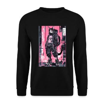 Otaku Streetwear Japan Cyberpunk Techwear Anime - Unisex Sweatshirt - black - Front - Alina (178cm) & Michal (187cm)