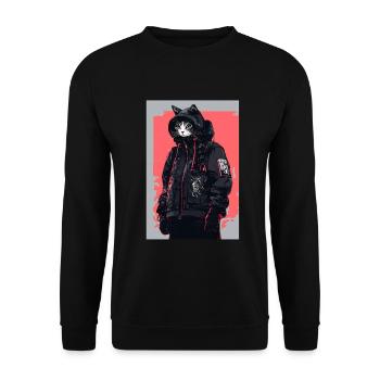Otaku Streetwear Japan Cyberpunk Techwear Anime - Unisex Sweatshirt - black - Front - Alina (178cm) & Michal (187cm)
