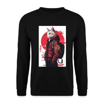 Otaku Streetwear Japan Cyberpunk Techwear Anime - Unisex Sweatshirt - black - Front - Alina (178cm) & Michal (187cm)