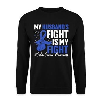 Le combat de mon mari est mon combat Blue Ribbon Colon - Sweat-shirt Unisexe - noir - Devant - Alina (178cm) & Michal (187cm)