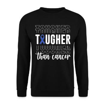 Tougher Than Cancer Blue Ribbon Bowel Colon - Unisex Sweatshirt - black - Front - Alina (178cm) & Michal (187cm)