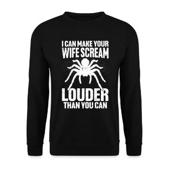Lustige Tarantel Mehrbeinige Entomologie Behaart - Unisex Pullover - Schwarz - Vorne - Alina (178cm) & Michal (187cm)
