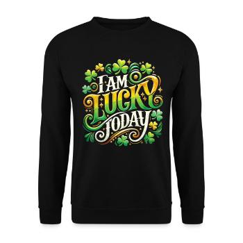 Glückstag Heute St. Patrick's Day - Unisex Pullover - Schwarz - Vorne - Alina (178cm) & Michal (187cm)