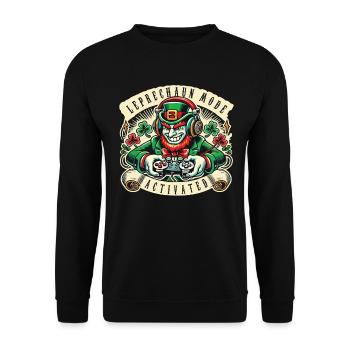 Gamer Leprechaun Mode Aktiviert St. Patrick's Day - Unisex Pullover - Schwarz - Vorne - Alina (178cm) & Michal (187cm)