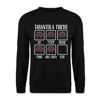 Tarantel Trick Lustig Tarantel groß behaart - Unisex Pullover - Schwarz - Vorne - Alina (178cm) & Michal (187cm)