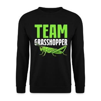 Grashüpfer, Insekt, Pflanzenfresser, lustige Entomologie - Unisex Pullover - Schwarz - Vorne - Alina (178cm) & Michal (187cm)