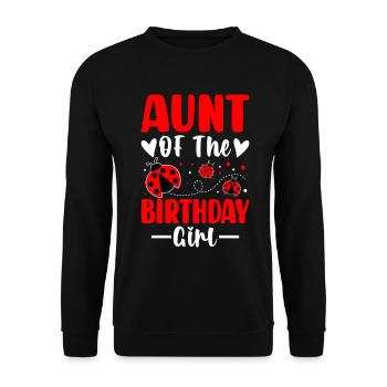 Aunt of The Birthday Girl Ladybug Birthday Aunt - Unisex Sweatshirt - black - Front - Alina (178cm) & Michal (187cm)