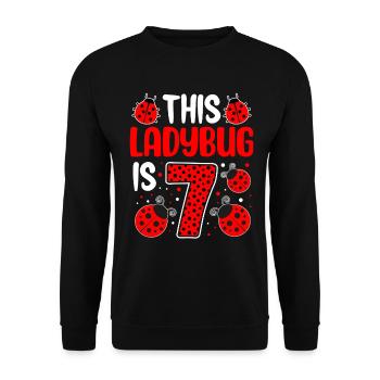 Funny Ladybug 7th Birthday Girl Entomology Insect - Unisex Sweatshirt - black - Front - Alina (178cm) & Michal (187cm)