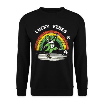 Happy Vibes St. Patrick's Day Rainbow - Unisex Sweatshirt - black - Front - Alina (178cm) & Michal (187cm)