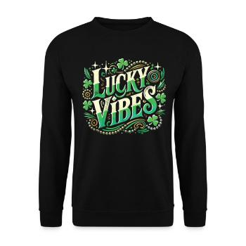 Happy vibes for St. Patrick's Day - Unisex Sweatshirt - black - Front - Alina (178cm) & Michal (187cm)