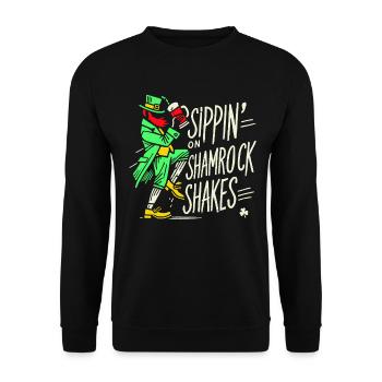 Sippin' On Shamrock Shakes St. Patrick's Day - Unisex Pullover - Schwarz - Vorne - Alina (178cm) & Michal (187cm)