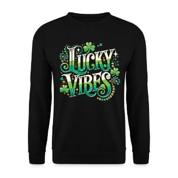Saint-Patrick Lucky Vibes Design - Sweat-shirt Unisexe - noir - Devant - Alina (178cm) & Michal (187cm)