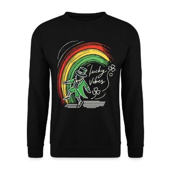 Saint-Patrick Lucky Vibes Arc-en-ciel - Sweat-shirt Unisexe - noir - Devant - Alina (178cm) & Michal (187cm)