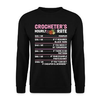 drôle crochet fil tricot crochet matelassage - Sweat-shirt Unisexe - noir - Devant - Alina (178cm) & Michal (187cm)