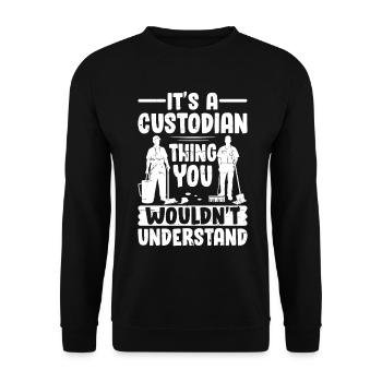 Drôle de concierge de nettoyage d’école - Sweat-shirt Unisexe - noir - Devant - Alina (178cm) & Michal (187cm)