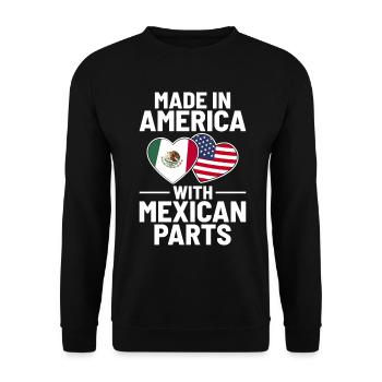Made In America With Mexican Parts USA Mexico - Unisex Sweatshirt - black - Front - Alina (178cm) & Michal (187cm)