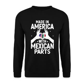 Made In America With Mexican Parts Funny American - Unisex Sweatshirt - black - Front - Alina (178cm) & Michal (187cm)
