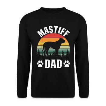 Mastiff Papa Wertschätzung Retro Mastiff Hüten - Unisex Pullover - Schwarz - Vorne - Alina (178cm) & Michal (187cm)