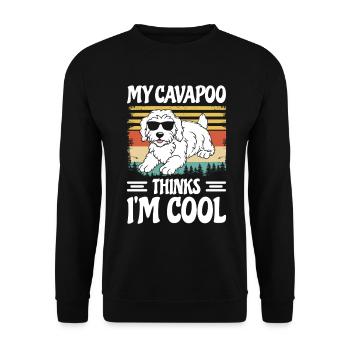 Funny Cavapoo Furry Dog Cavadoodle Funny Puppy - Unisex Sweatshirt - black - Front - Alina (178cm) & Michal (187cm)