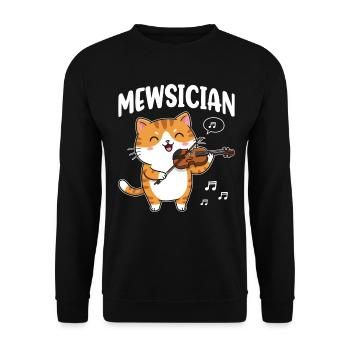 Mewsician Drôle Chats Violoniste Musicien Chats - Sweat-shirt Unisexe - noir - Devant - Alina (178cm) & Michal (187cm)