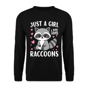 Juste une fille qui aime les ratons laveurs Drôle Trash Panda - Sweat-shirt Unisexe - noir - Devant - Alina (178cm) & Michal (187cm)