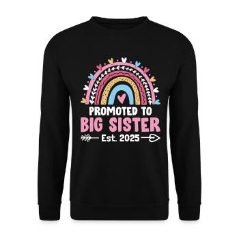 Promoted to Big Sister 2025 Gender Reveal Sister - Unisex Sweatshirt - black - Front - Alina (178cm) & Michal (187cm)