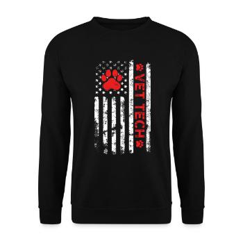 Vet Tech USA Flagge Lustige Veterinärmedizin - Unisex Pullover - Schwarz - Vorne - Alina (178cm) & Michal (187cm)