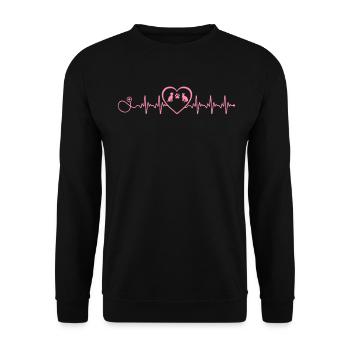 Tierarzt Tech Lustig Herzschlag Haustierpflege Tier - Unisex Pullover - Schwarz - Vorne - Alina (178cm) & Michal (187cm)