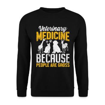Veterinärmedizin, weil Menschen grob sind - Unisex Pullover - Schwarz - Vorne - Alina (178cm) & Michal (187cm)