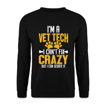 Ich kann den verrückten lustigen Tierarzt für Tierpflege nicht reparieren - Unisex Pullover - Schwarz - Vorne - Alina (178cm) & Michal (187cm)