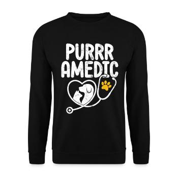 Purrramedic Funny Veterinary Medicine Pet Care - Unisex Sweatshirt - black - Front - Alina (178cm) & Michal (187cm)