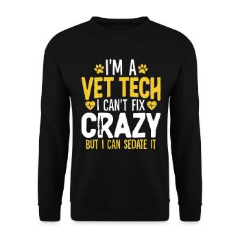 Ich kann den verrückten Tierarzt nicht reparieren Lustiger Tierarzt - Unisex Pullover - Schwarz - Vorne - Alina (178cm) & Michal (187cm)