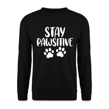 Stay Pawsitive Lustiger Tieraktivist Tierheimhund - Unisex Pullover - Schwarz - Vorne - Alina (178cm) & Michal (187cm)