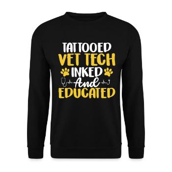Inked And Educated Funny Veterinary Medicine Vet - Unisex Sweatshirt - black - Front - Alina (178cm) & Michal (187cm)