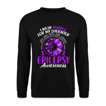 Ich trage Lila für meine Tochter Lila Band - Unisex Pullover - Schwarz - Vorne - Alina (178cm) & Michal (187cm)