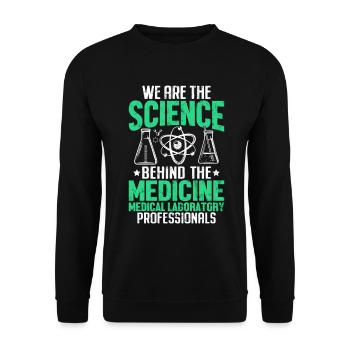 Professionnels de laboratoire médical Funny MLS Lab - Sweat-shirt Unisexe - noir - Devant - Alina (178cm) & Michal (187cm)