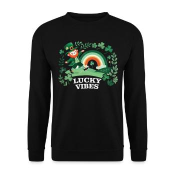 Saint-Patrick Lucky Vibes Arc-en-ciel - Sweat-shirt Unisexe - noir - Devant - Alina (178cm) & Michal (187cm)