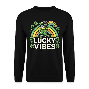 Saint-Patrick Lucky Vibes Arc-en-ciel - Sweat-shirt Unisexe - noir - Devant - Alina (178cm) & Michal (187cm)
