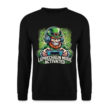 St. Patrick's Day Leprechaun Gamer Mode Enabled - Unisex Sweatshirt - black - Front - Alina (178cm) & Michal (187cm)